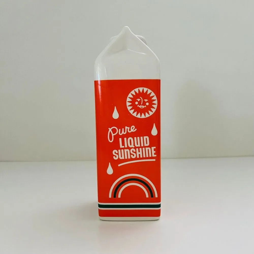 BAN.DO Rise & Shine Glazed Ceramic Retro Carton Orange Juice Vase